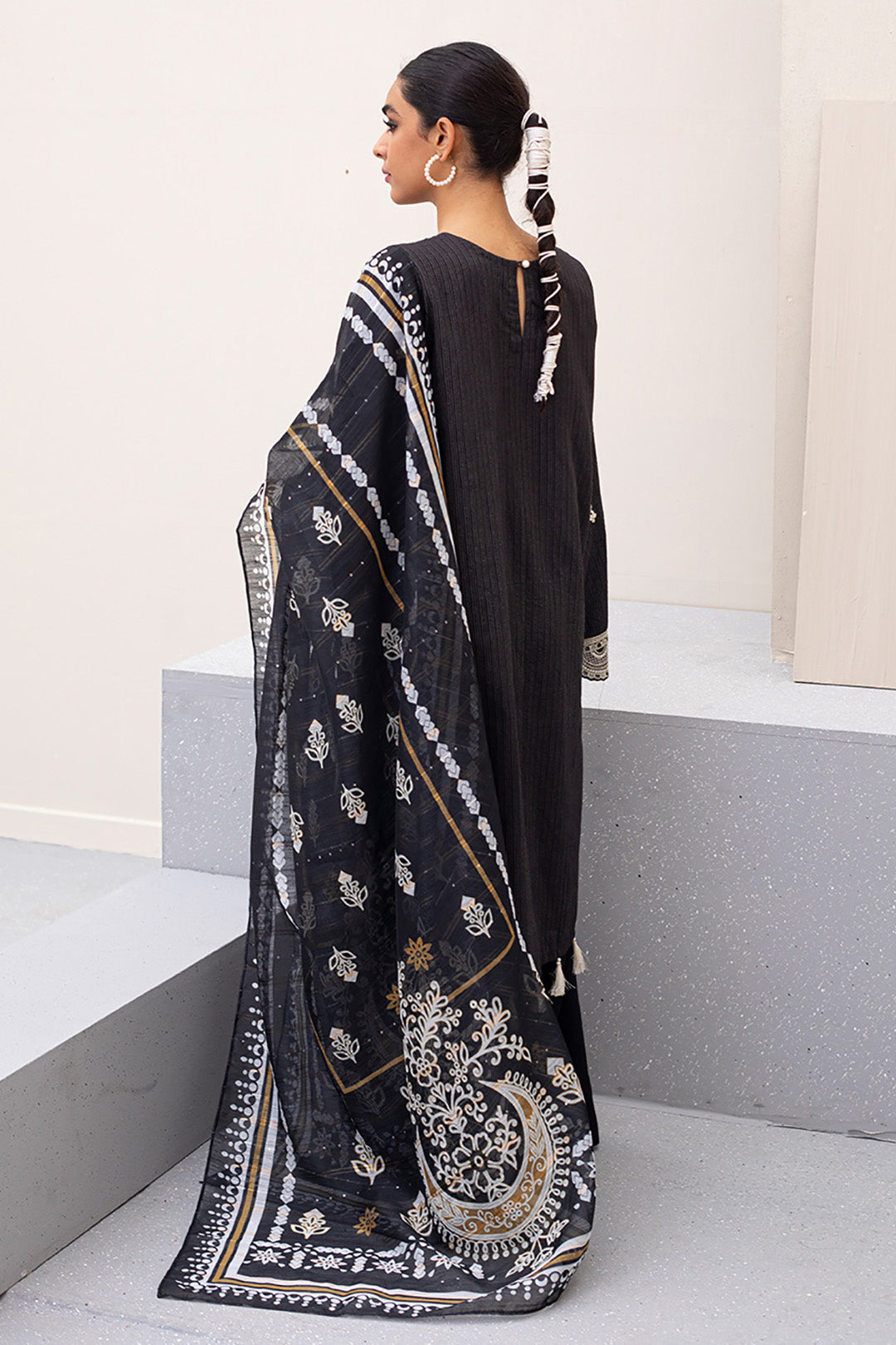 Zellbury | Unstitched 3 Piece Lawn | Embroidered Shirt Shalwar Dupatta - 0190 - House Of Zarish