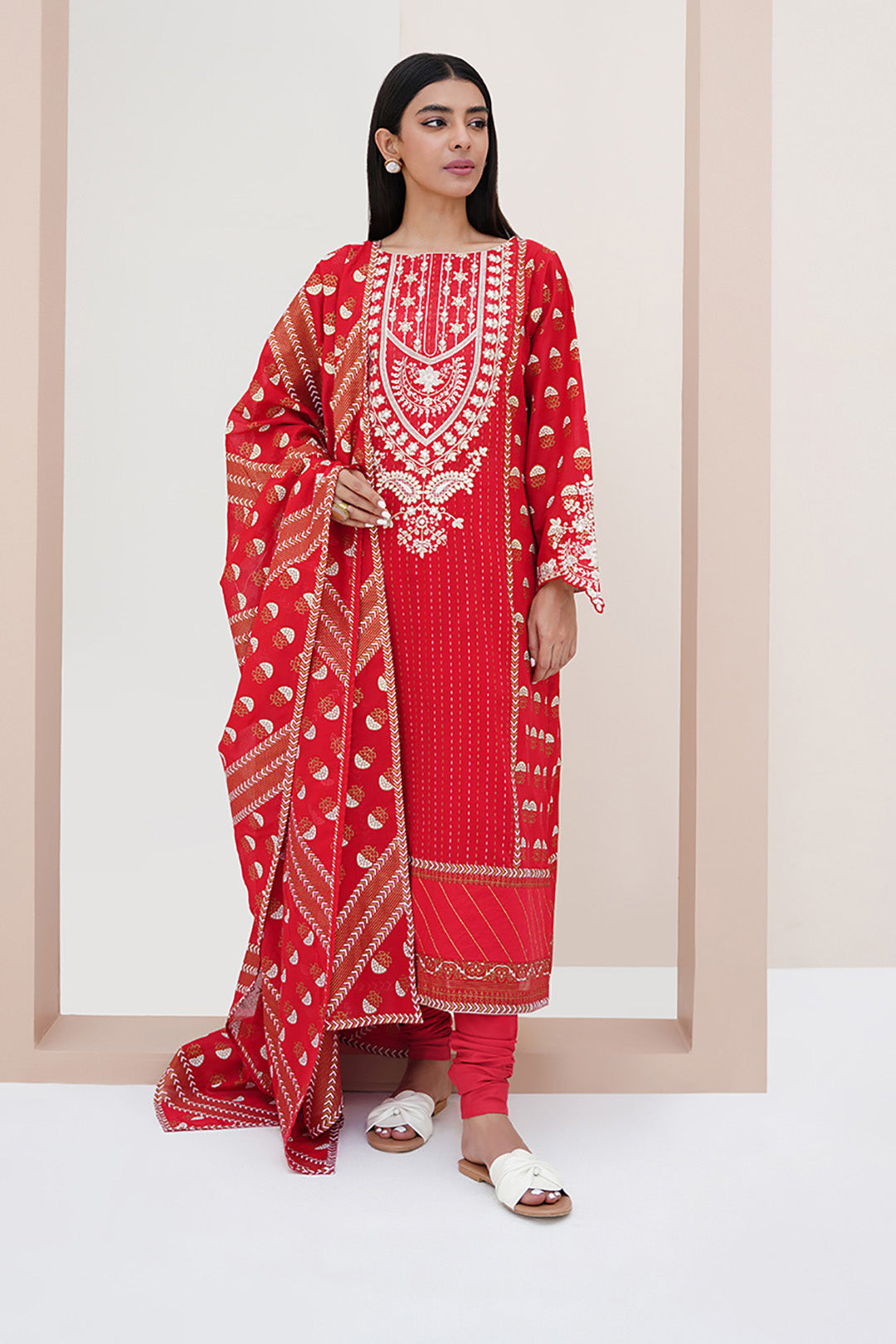 Zellbury | Unstitched 3 Piece Lawn | Embroidered Shirt Shalwar Dupatta - 0195 - House Of Zarish