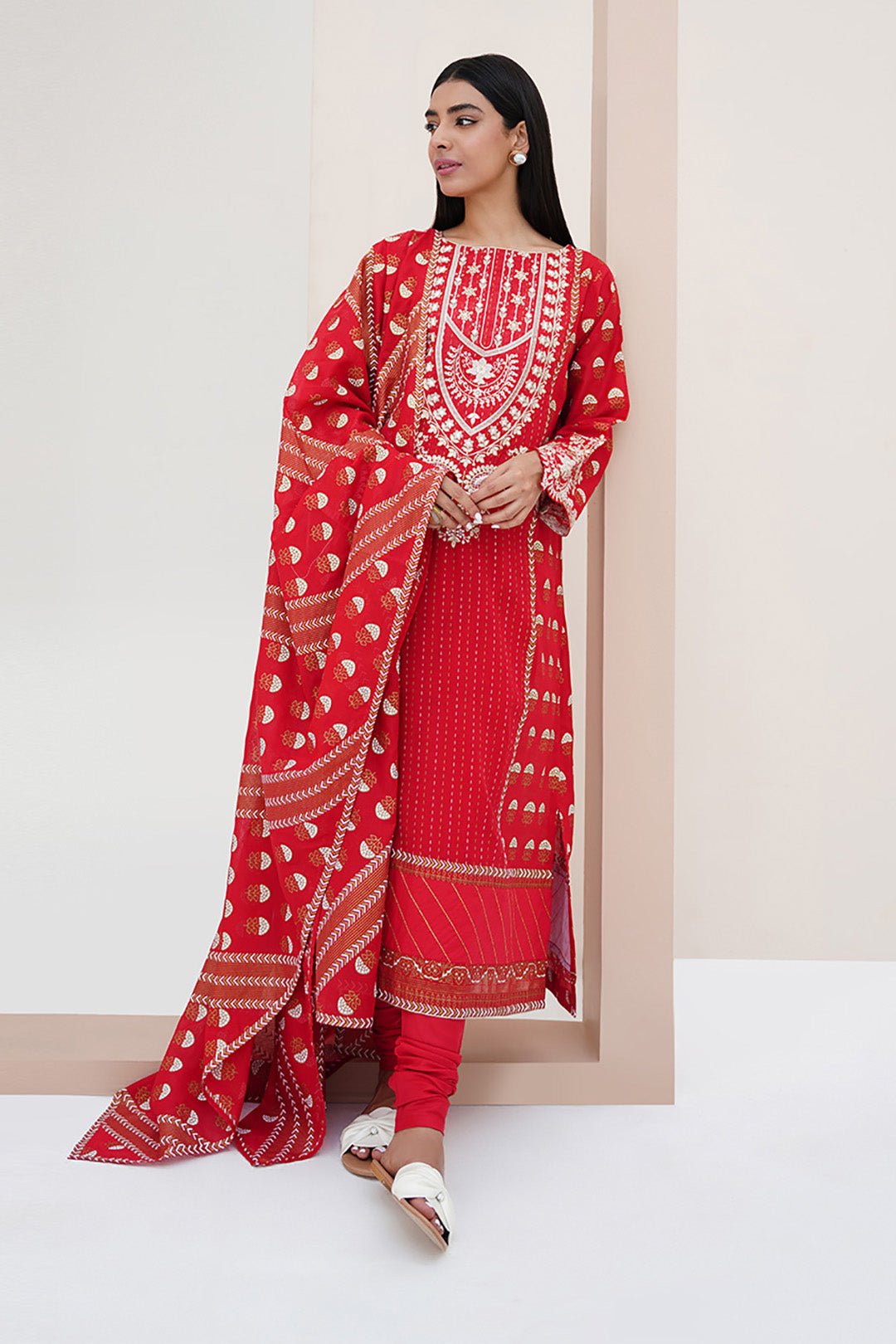 Zellbury | Unstitched 3 Piece Lawn | Embroidered Shirt Shalwar Dupatta - 0195 - House Of Zarish