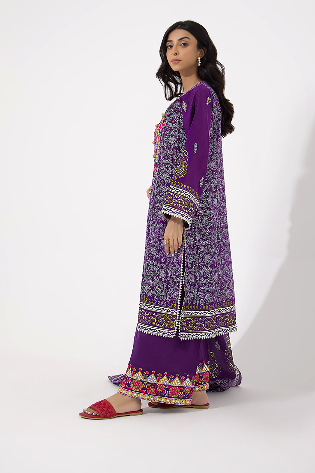Zellbury | Unstitched 3 Piece Lawn | Embroidered Shirt Shalwar Dupatta - 0196 - House Of Zarish