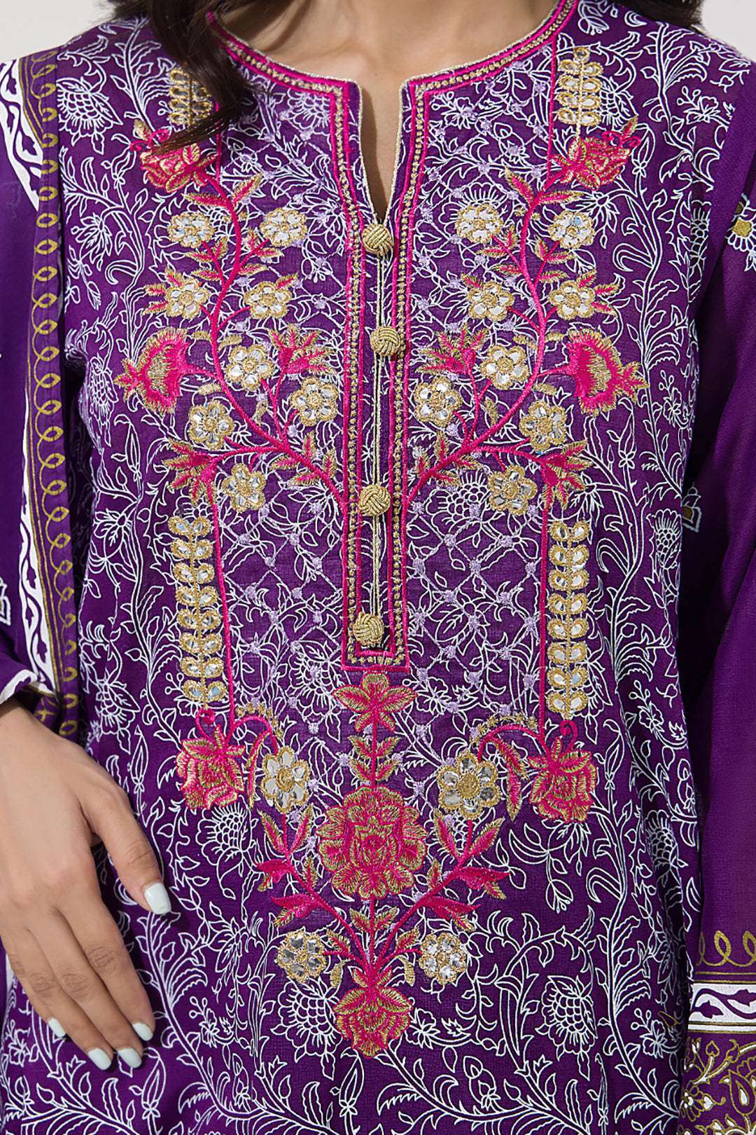 Zellbury | Unstitched 3 Piece Lawn | Embroidered Shirt Shalwar Dupatta - 0196 - House Of Zarish