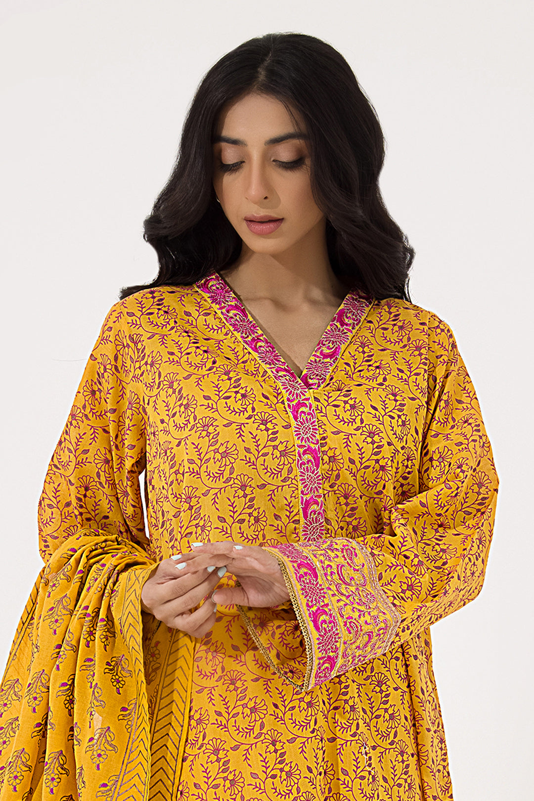 Zellbury | Unstitched 3 Piece Lawn | Embroidered Shirt Shalwar Dupatta - 0199 - House Of Zarish