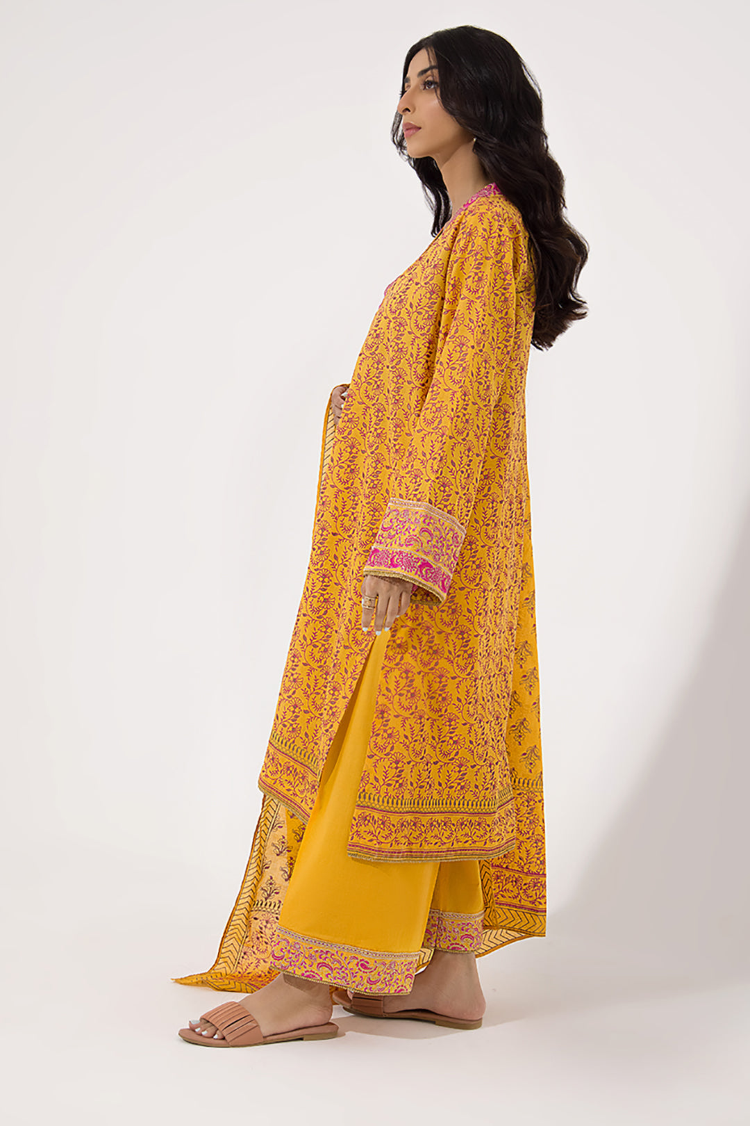 Zellbury | Unstitched 3 Piece Lawn | Embroidered Shirt Shalwar Dupatta - 0199 - House Of Zarish