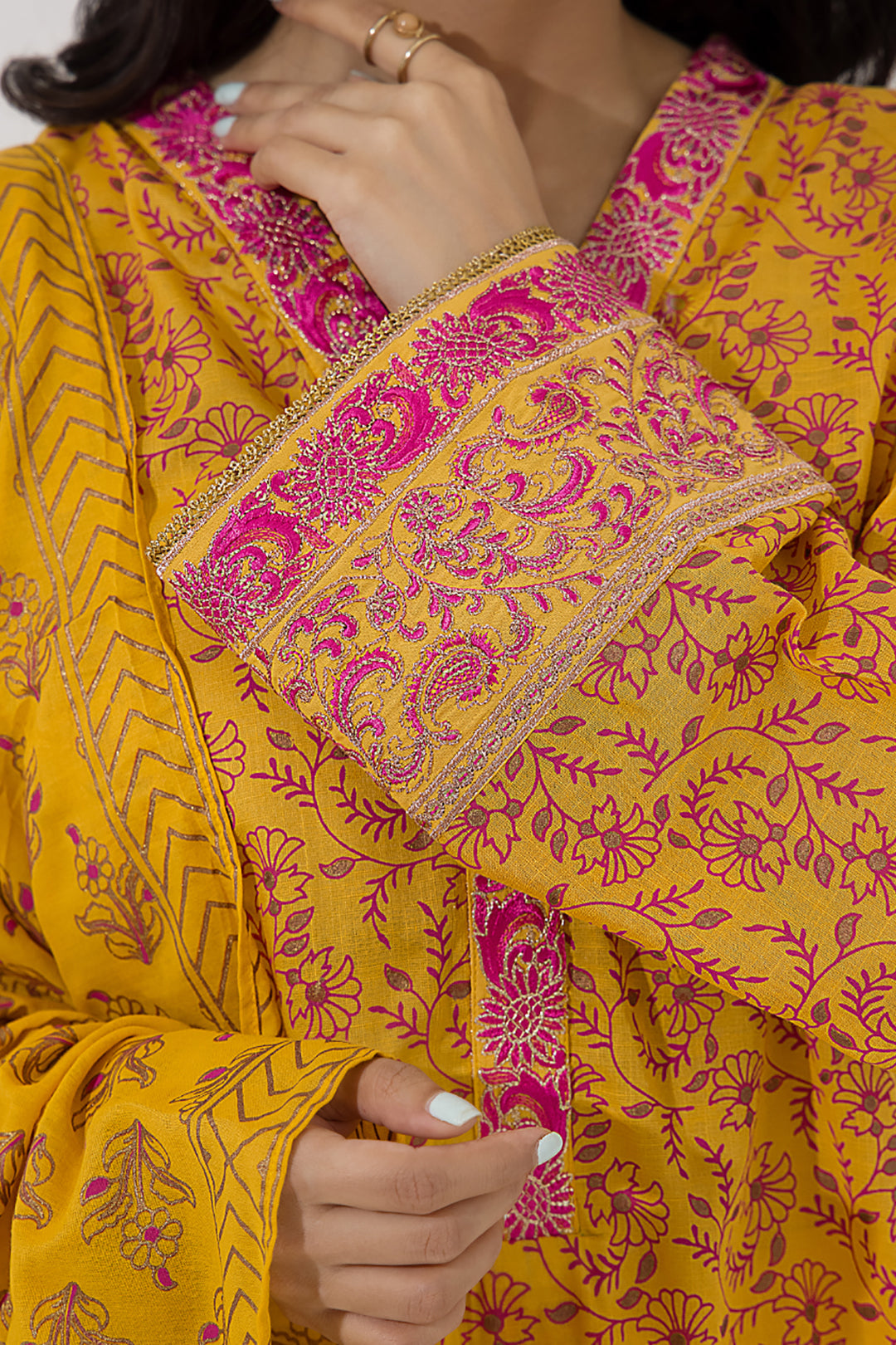 Zellbury | Unstitched 3 Piece Lawn | Embroidered Shirt Shalwar Dupatta - 0199 - House Of Zarish
