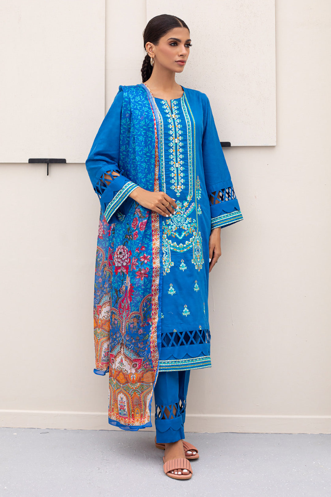 Zellbury | Unstitched 3 Piece Jacquard | Embroidered Shirt Shalwar Dupatta - 0435 - House Of Zarish