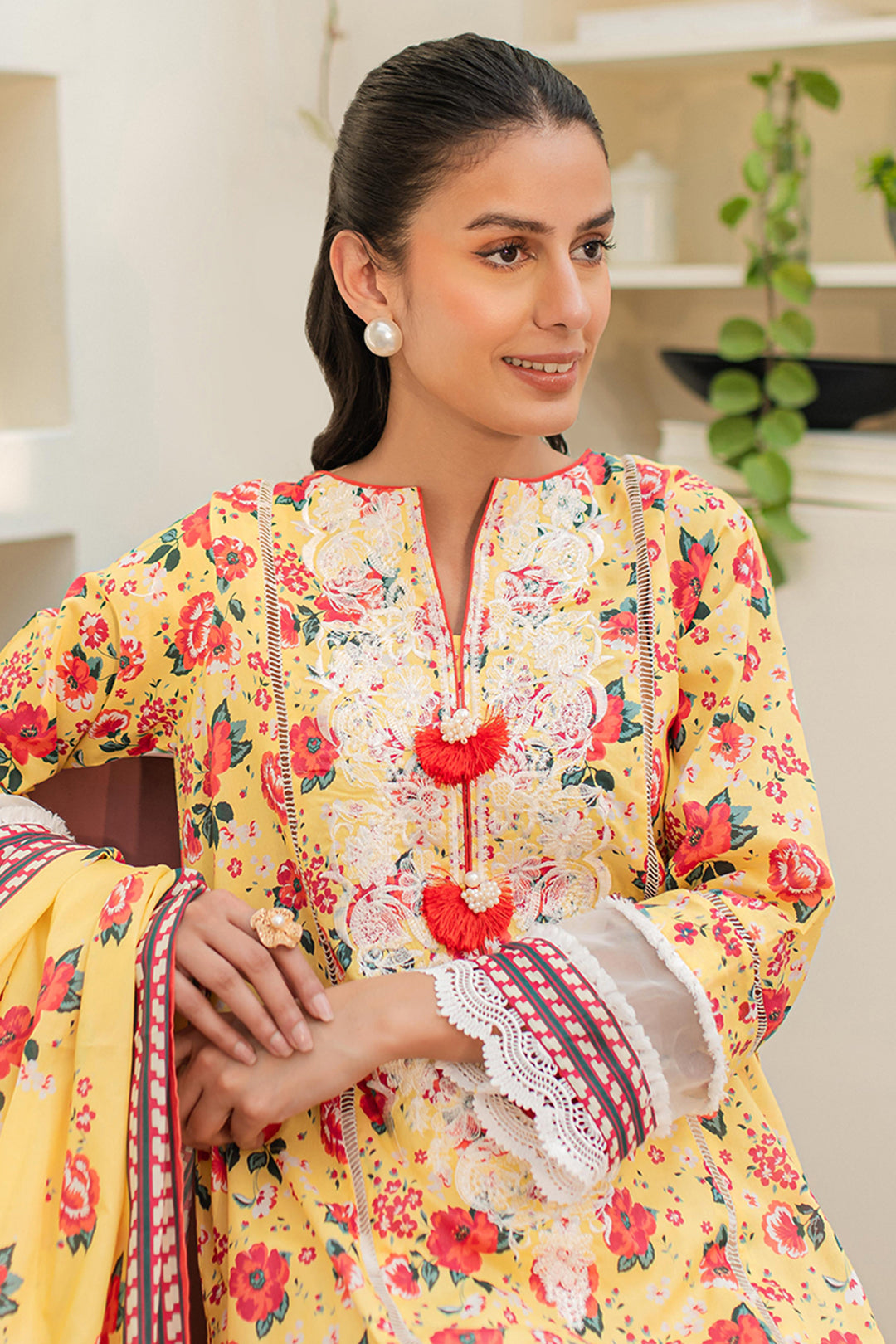 Zellbury | Unstitched 2 Piece Lawn | Embroidered Shirt Dupatta - 1168 - House Of Zarish