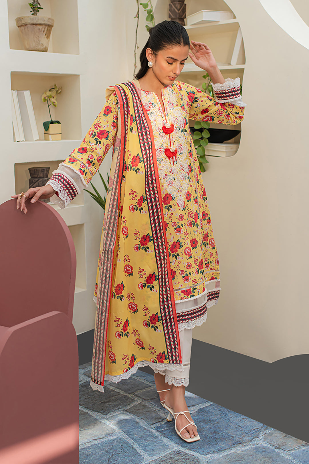 Zellbury | Unstitched 2 Piece Lawn | Embroidered Shirt Dupatta - 1168 - House Of Zarish