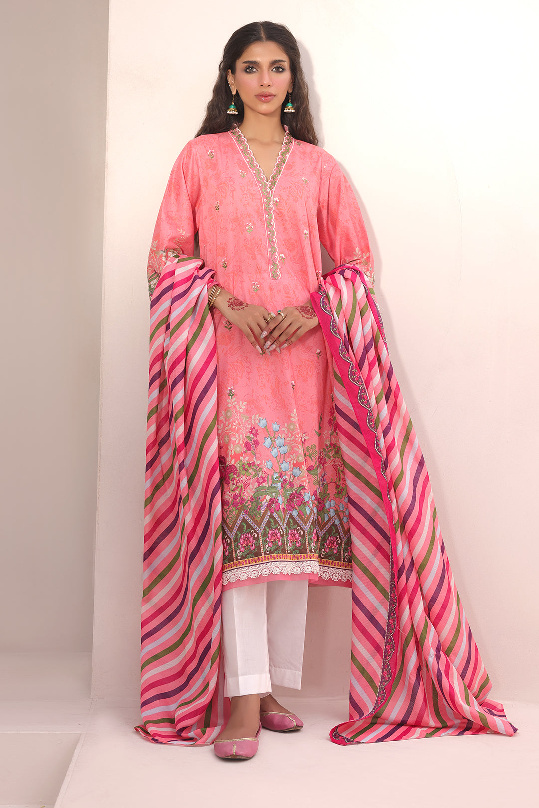 Zellbury | Unstitched 2 Piece Lawn | Embroidered Shirt Dupatta - 1658 - House Of Zarish