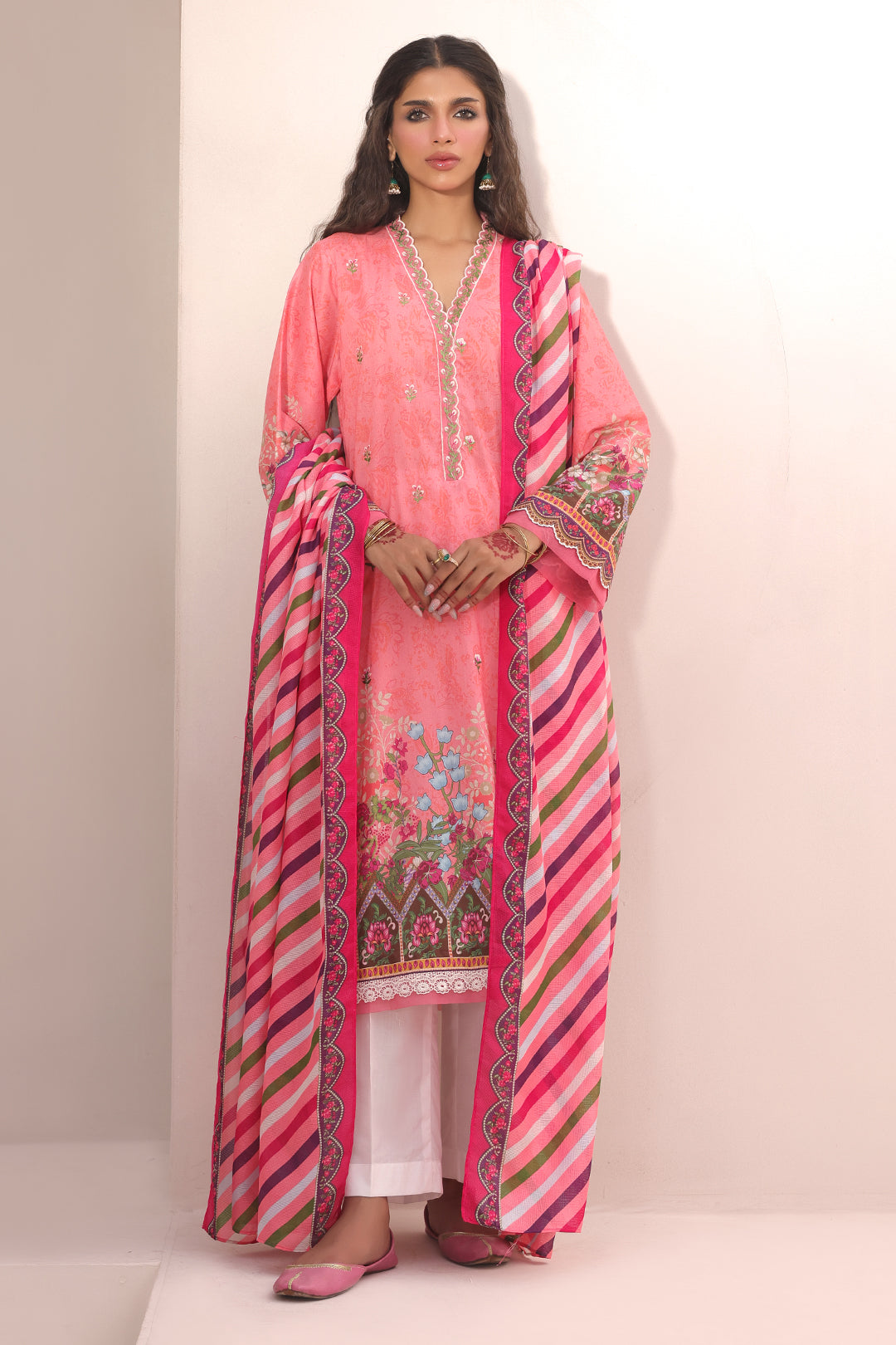 Zellbury | Unstitched 2 Piece Lawn | Embroidered Shirt Dupatta - 1658 - House Of Zarish