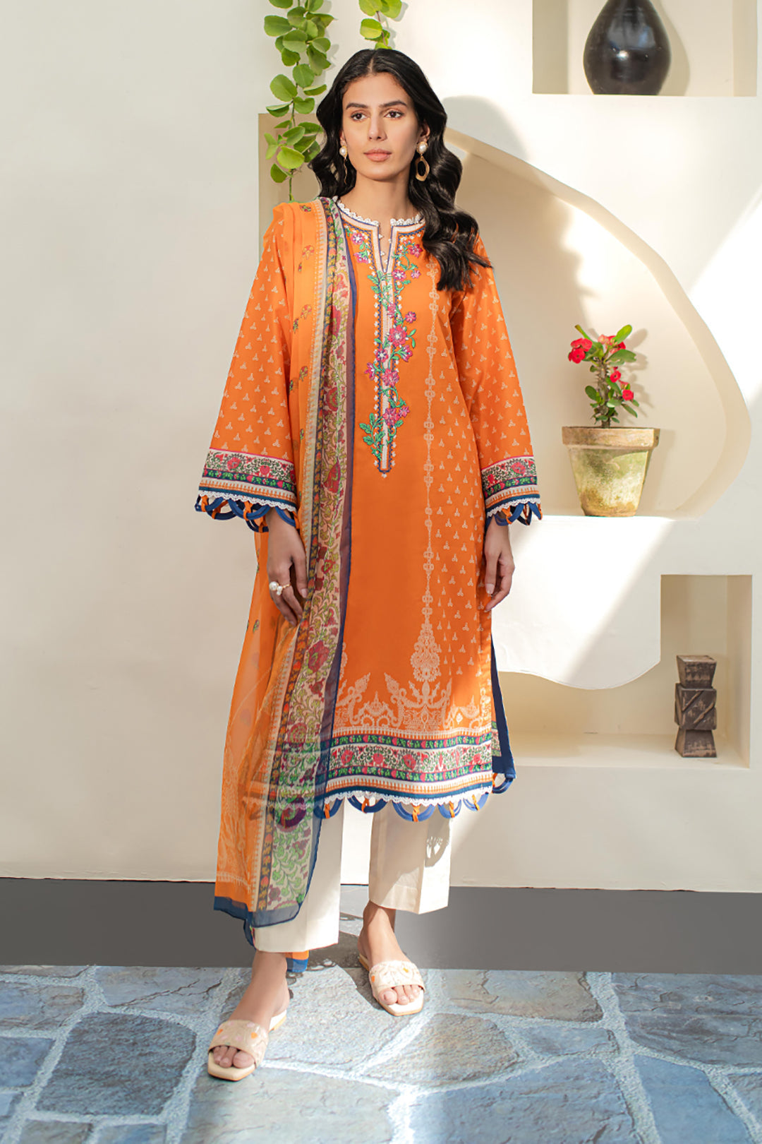 Zellbury | Unstitched 2 Piece Lawn | Embroidered Shirt Dupatta - 1661 - House Of Zarish