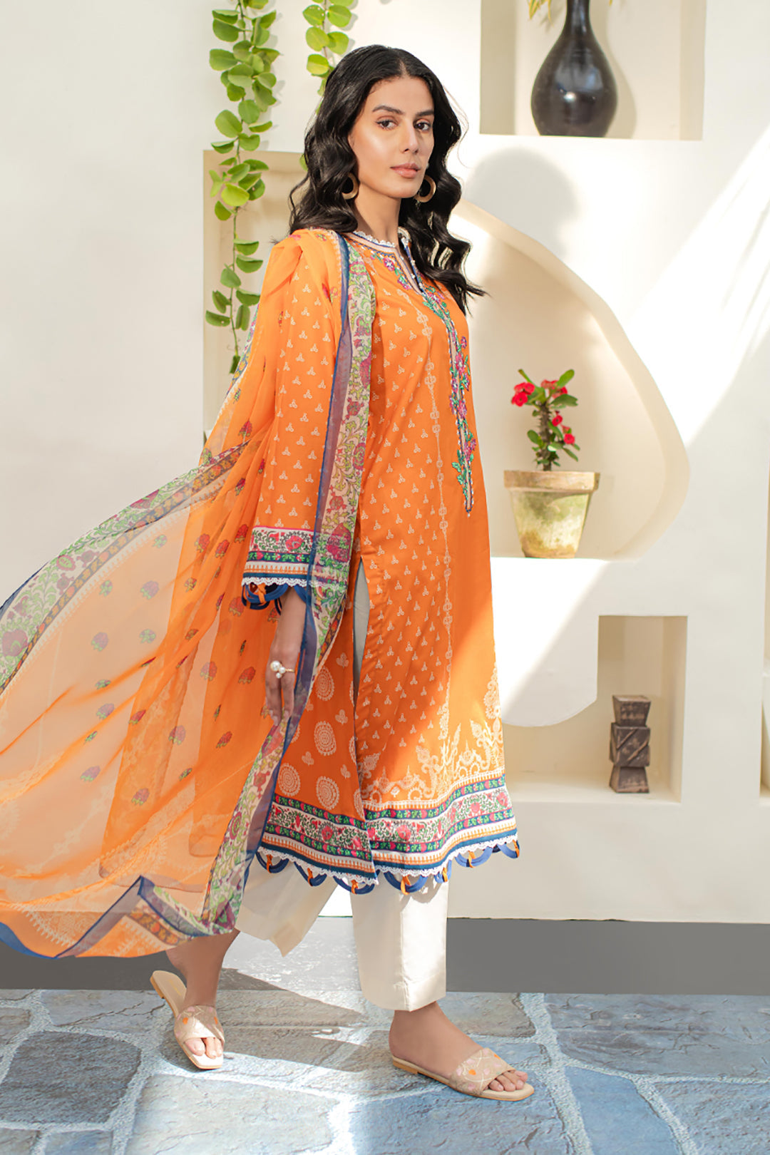 Zellbury | Unstitched 2 Piece Lawn | Embroidered Shirt Dupatta - 1661 - House Of Zarish