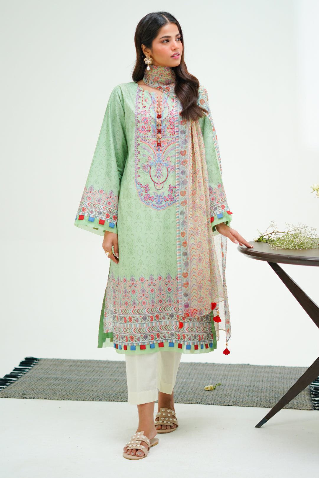 Zellbury | Unstitched 2 Piece Lawn | Embroidered Shirt Dupatta - 1715 - House Of Zarish