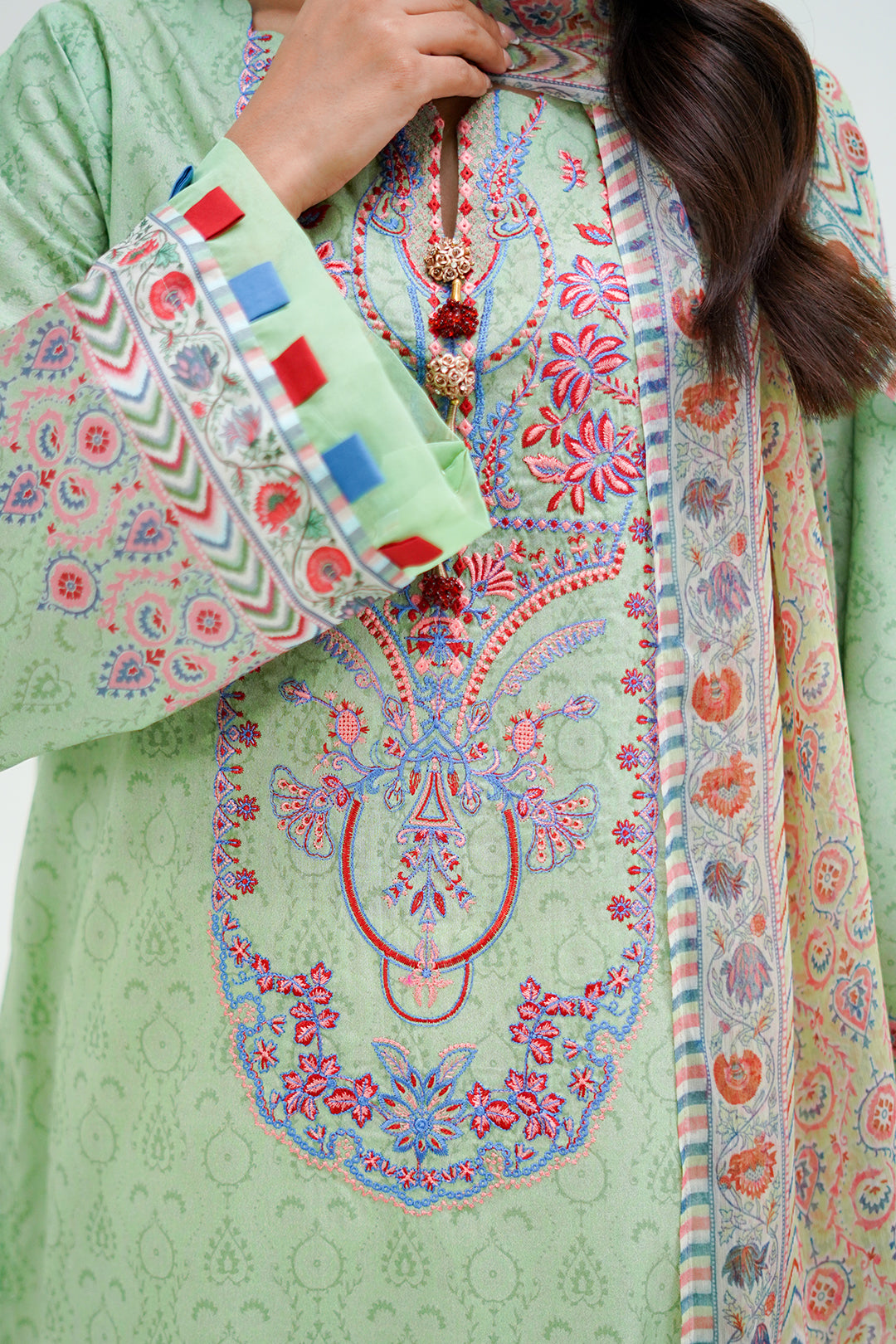 Zellbury | Unstitched 2 Piece Lawn | Embroidered Shirt Dupatta - 1715 - House Of Zarish