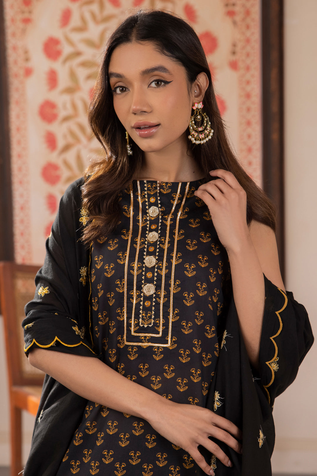 Zellbury | Unstitched 3 Piece Lawn | Embroidered Shirt Shalwar Dupatta - 1107 - House Of Zarish