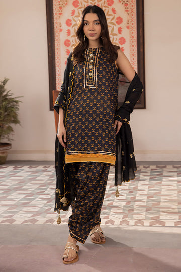 Zellbury | Unstitched 3 Piece Lawn | Embroidered Shirt Shalwar Dupatta - 1107 - House Of Zarish