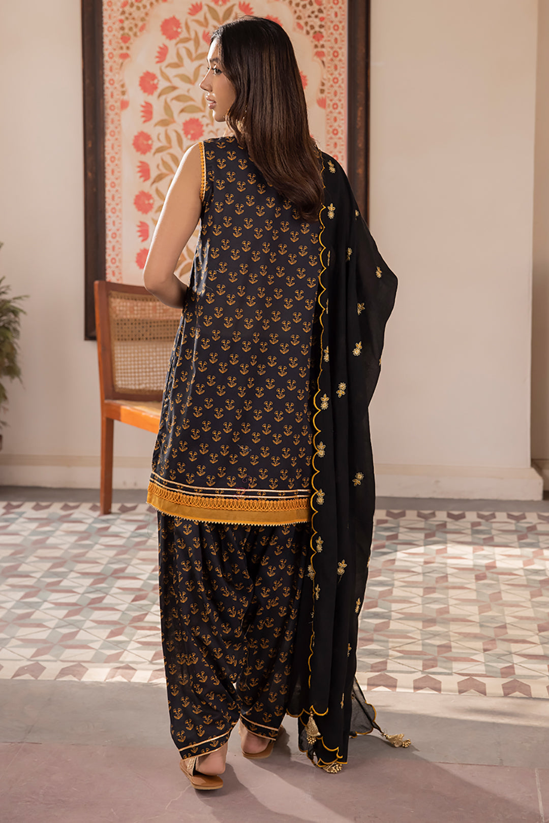 Zellbury | Unstitched 3 Piece Lawn | Embroidered Shirt Shalwar Dupatta - 1107 - House Of Zarish