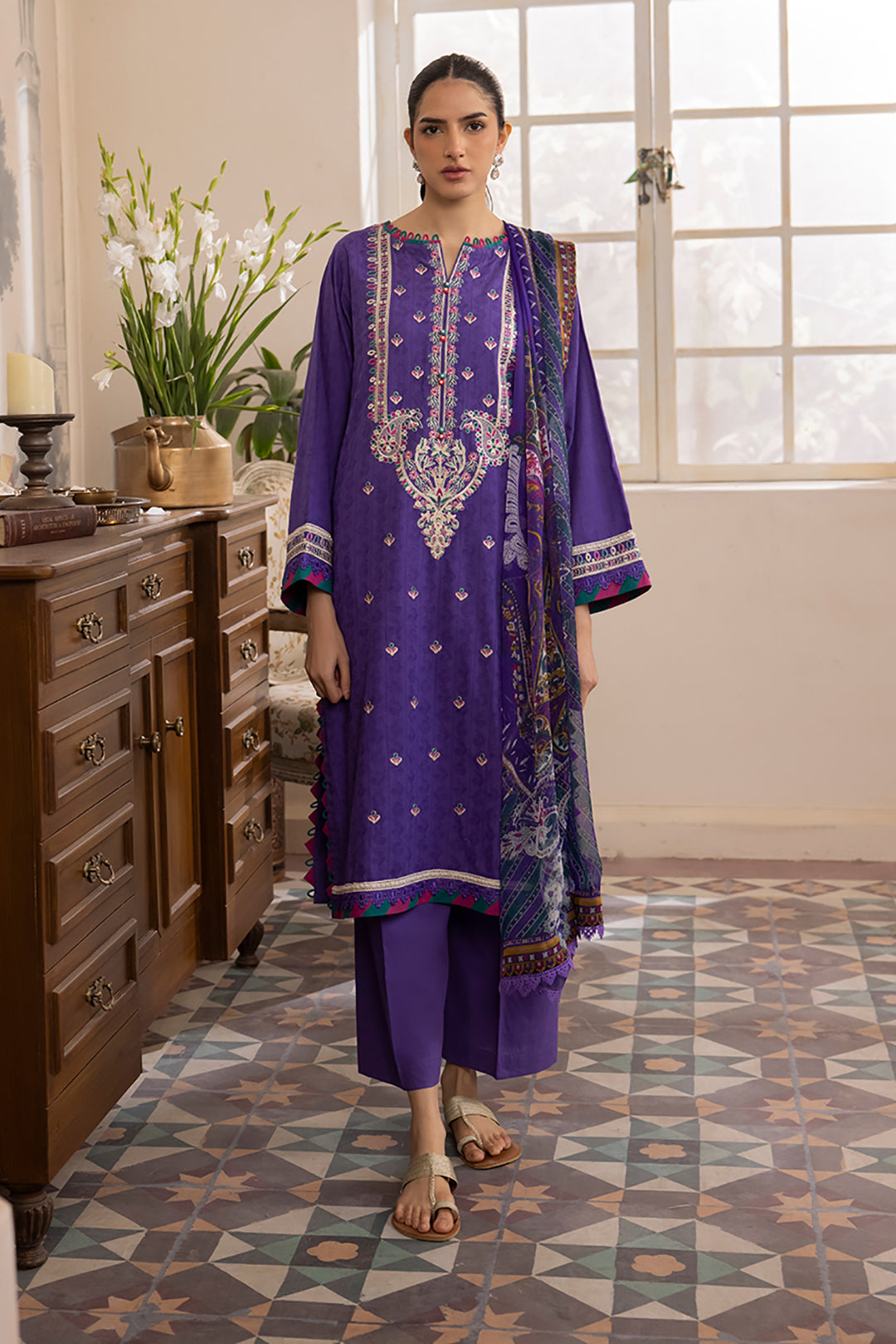 Zellbury | Unstitched 3 Piece Jacquard | Embroidered Shirt Shalwar Dupatta - 1113 - House Of Zarish