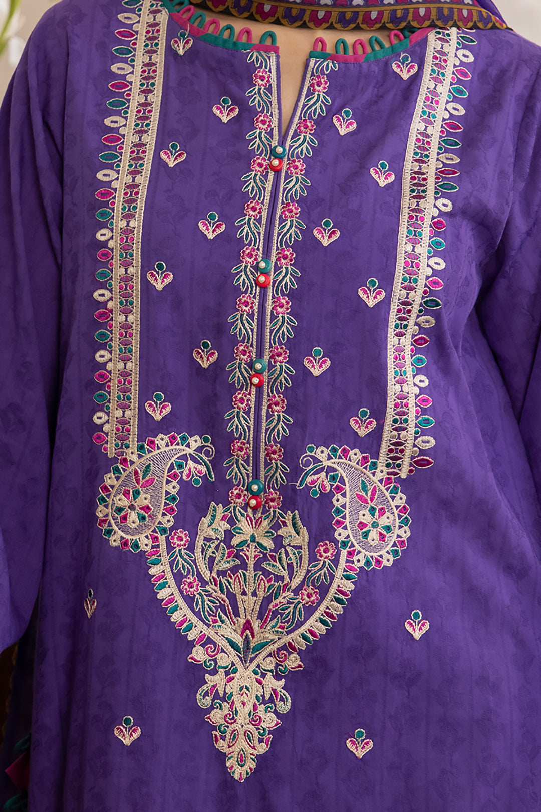 Zellbury | Unstitched 3 Piece Jacquard | Embroidered Shirt Shalwar Dupatta - 1113 - House Of Zarish