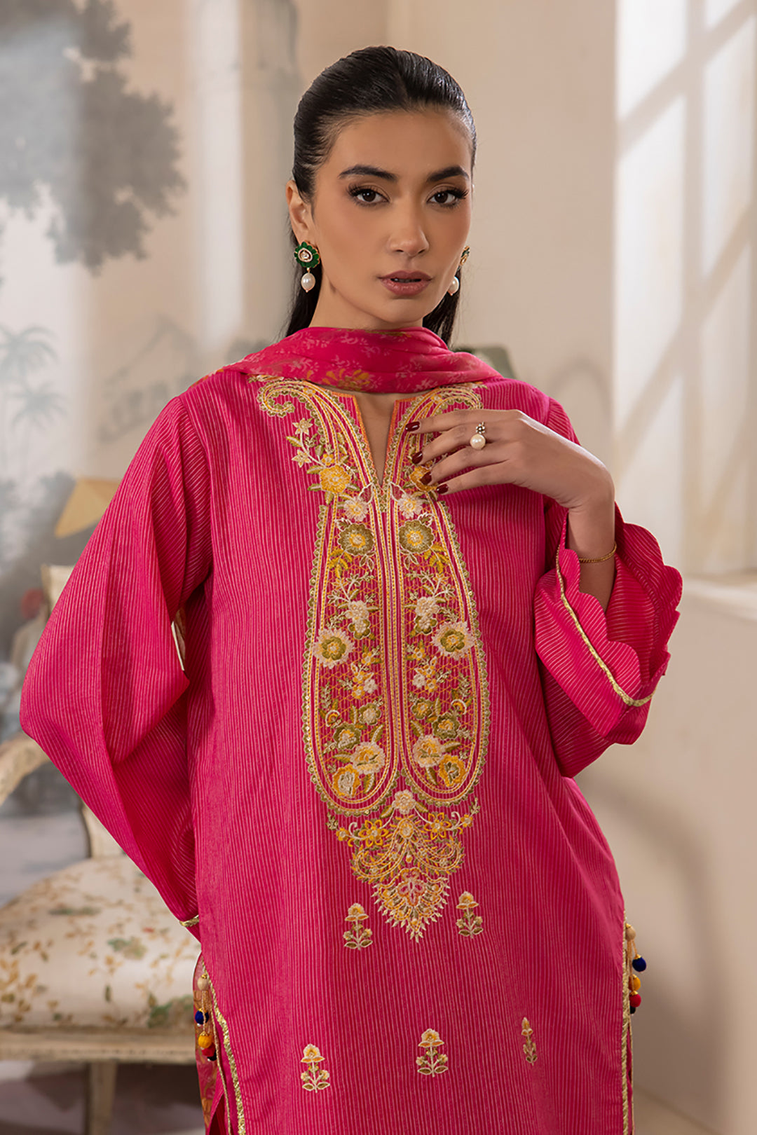 Zellbury | Unstitched 3 Piece Lawn | Embroidered Shirt Shalwar Dupatta - 1116 - House Of Zarish