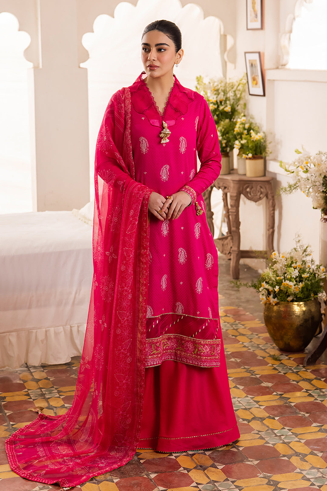 Zellbury | Unstitched 3 Piece Jacquard | Embroidered Shirt Shalwar Dupatta - 1118 - House Of Zarish