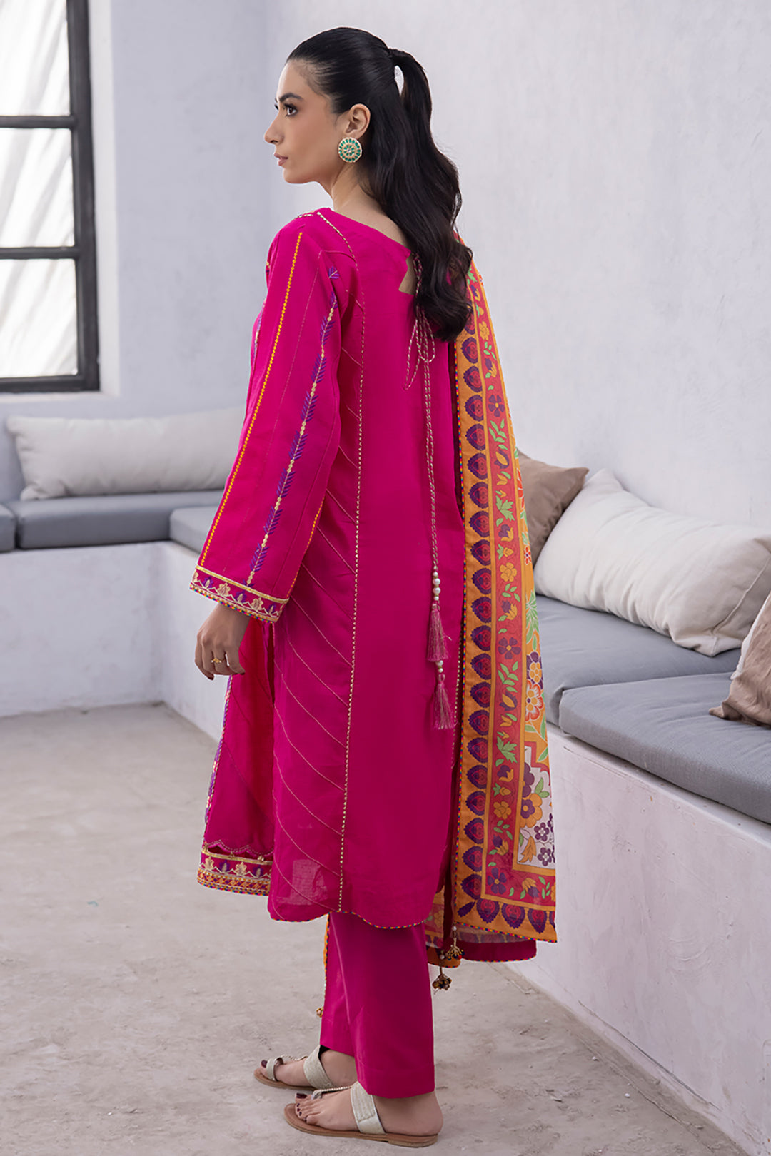 Zellbury | Unstitched 3 Piece Lawn | Embroidered Shirt Shalwar Dupatta - 1125 - House Of Zarish