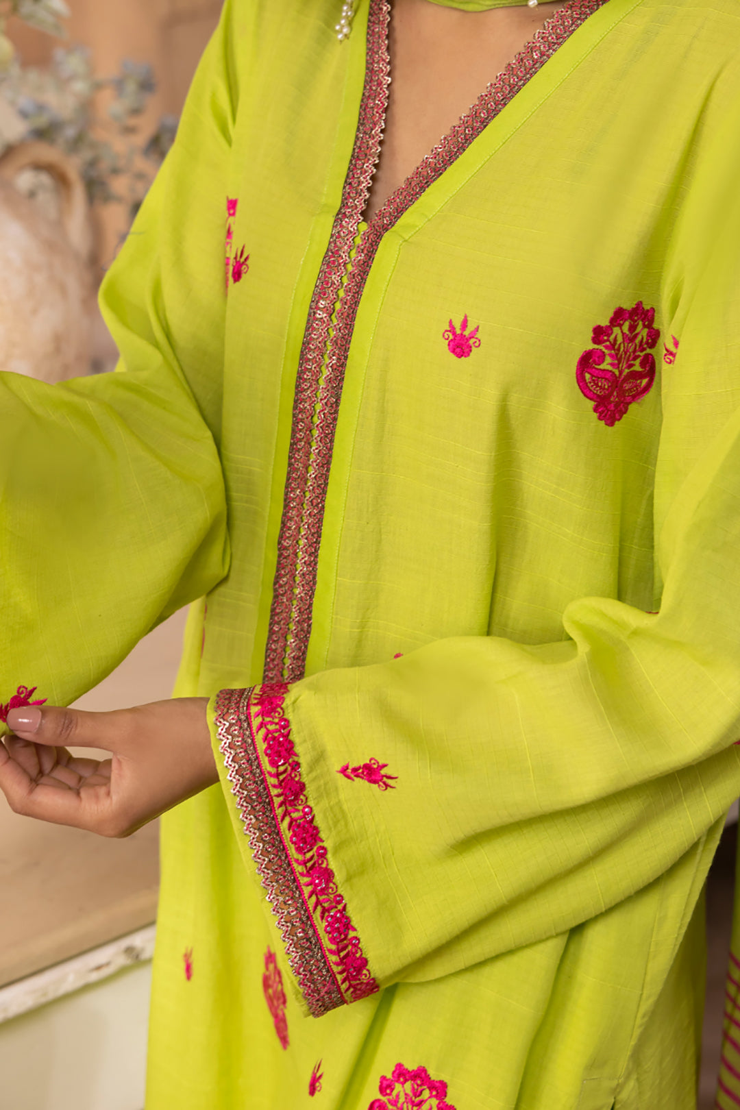 Zellbury | Unstitched 3 Piece Green | Embroidered Shirt Shalwar Dupatta - 1131 - House Of Zarish