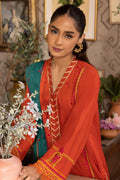 Zellbury | Unstitched 3 Piece Red | Embroidered Shirt Shalwar Dupatta - 1136 - Libasekhas