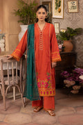 Zellbury | Unstitched 3 Piece Red | Embroidered Shirt Shalwar Dupatta - 1136 - Libasekhas