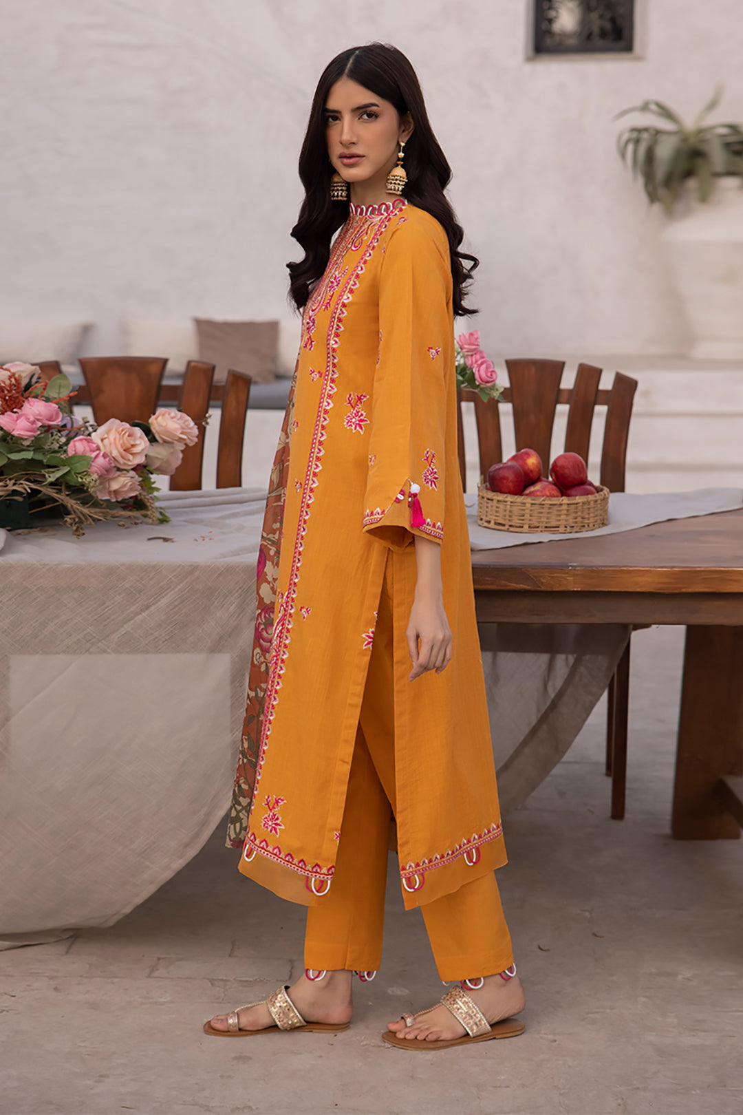 Zellbury | Unstitched 3 Piece Cambric | Embroidered Shirt Shalwar Dupatta - 1142 - House Of Zarish