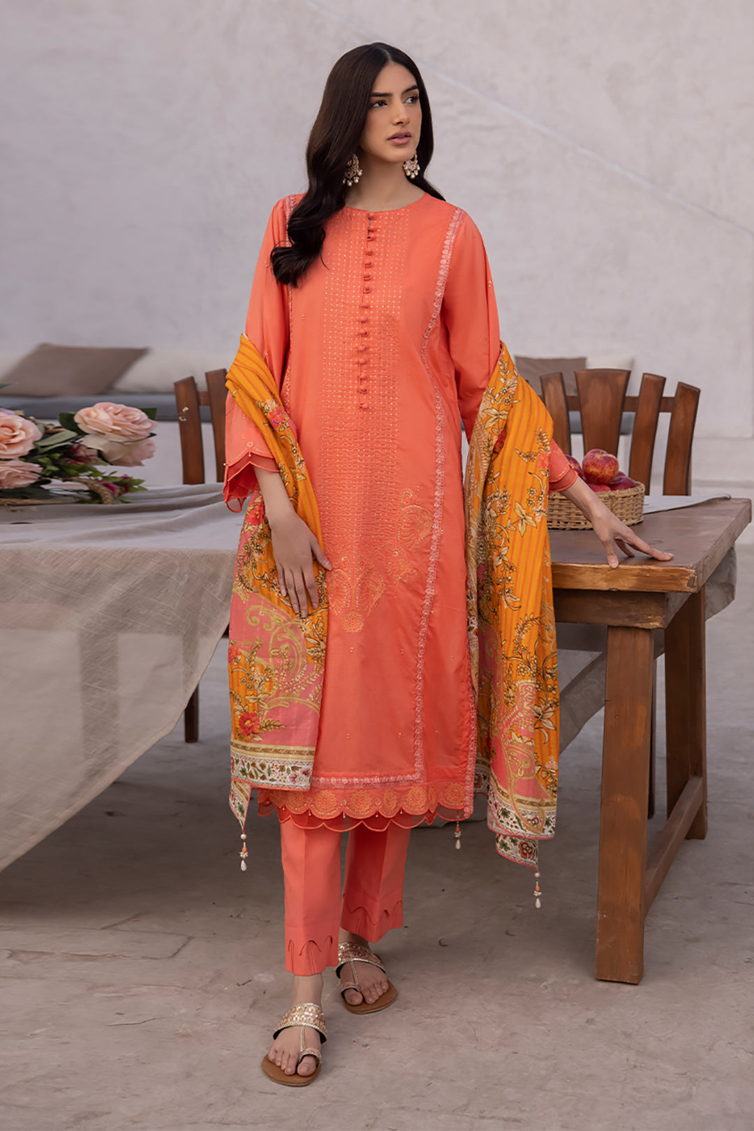Zellbury | Unstitched 3 Piece Cambric | Embroidered Shirt Shalwar Dupatta - 1143 - House Of Zarish
