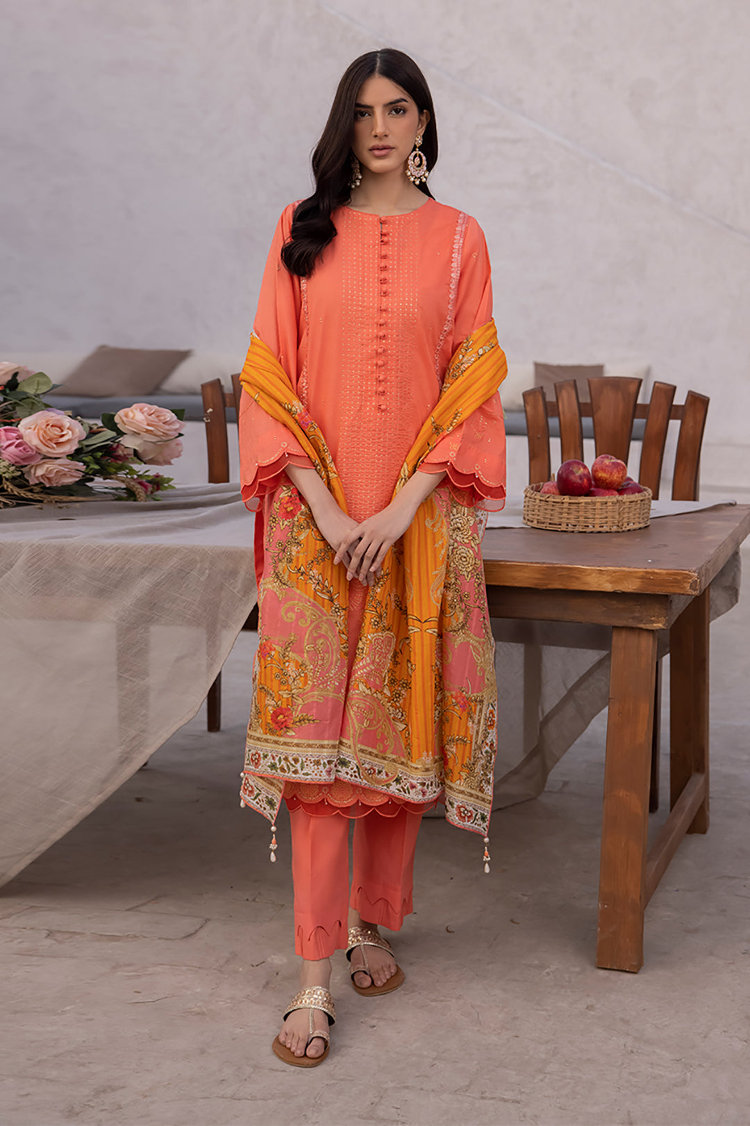 Zellbury | Unstitched 3 Piece Cambric | Embroidered Shirt Shalwar Dupatta - 1143 - House Of Zarish