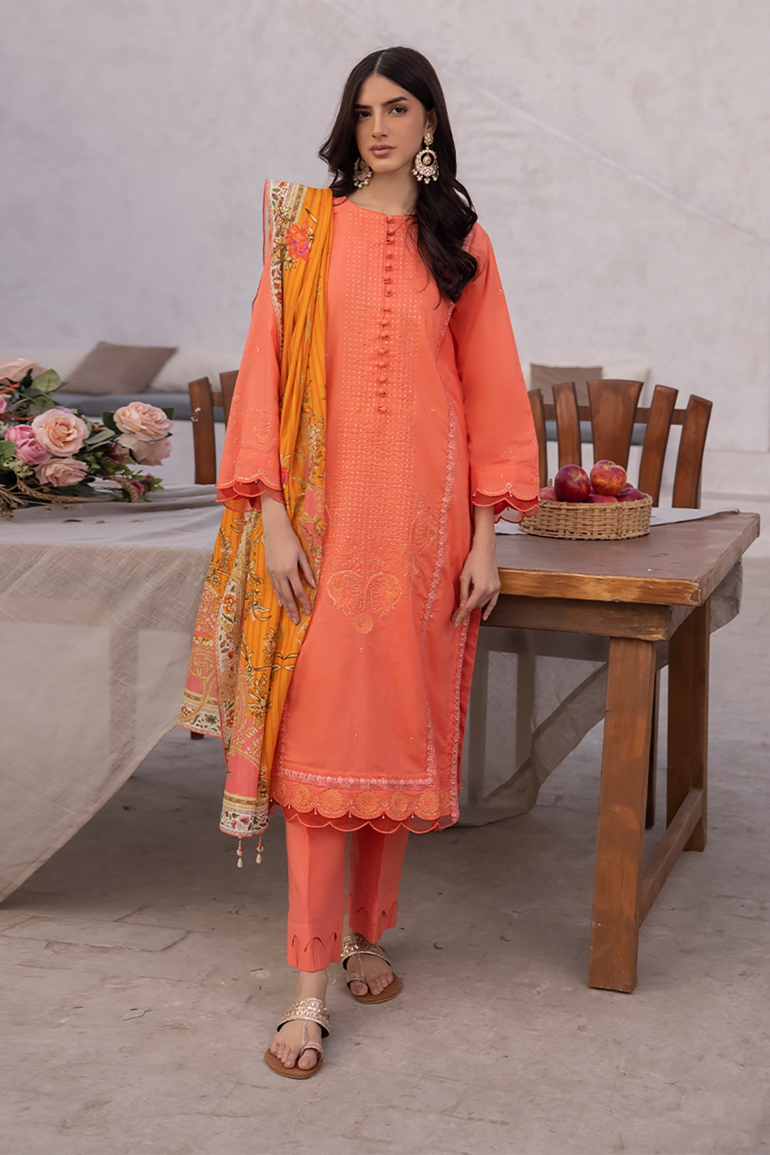 Zellbury | Unstitched 3 Piece Cambric | Embroidered Shirt Shalwar Dupatta - 1143 - House Of Zarish