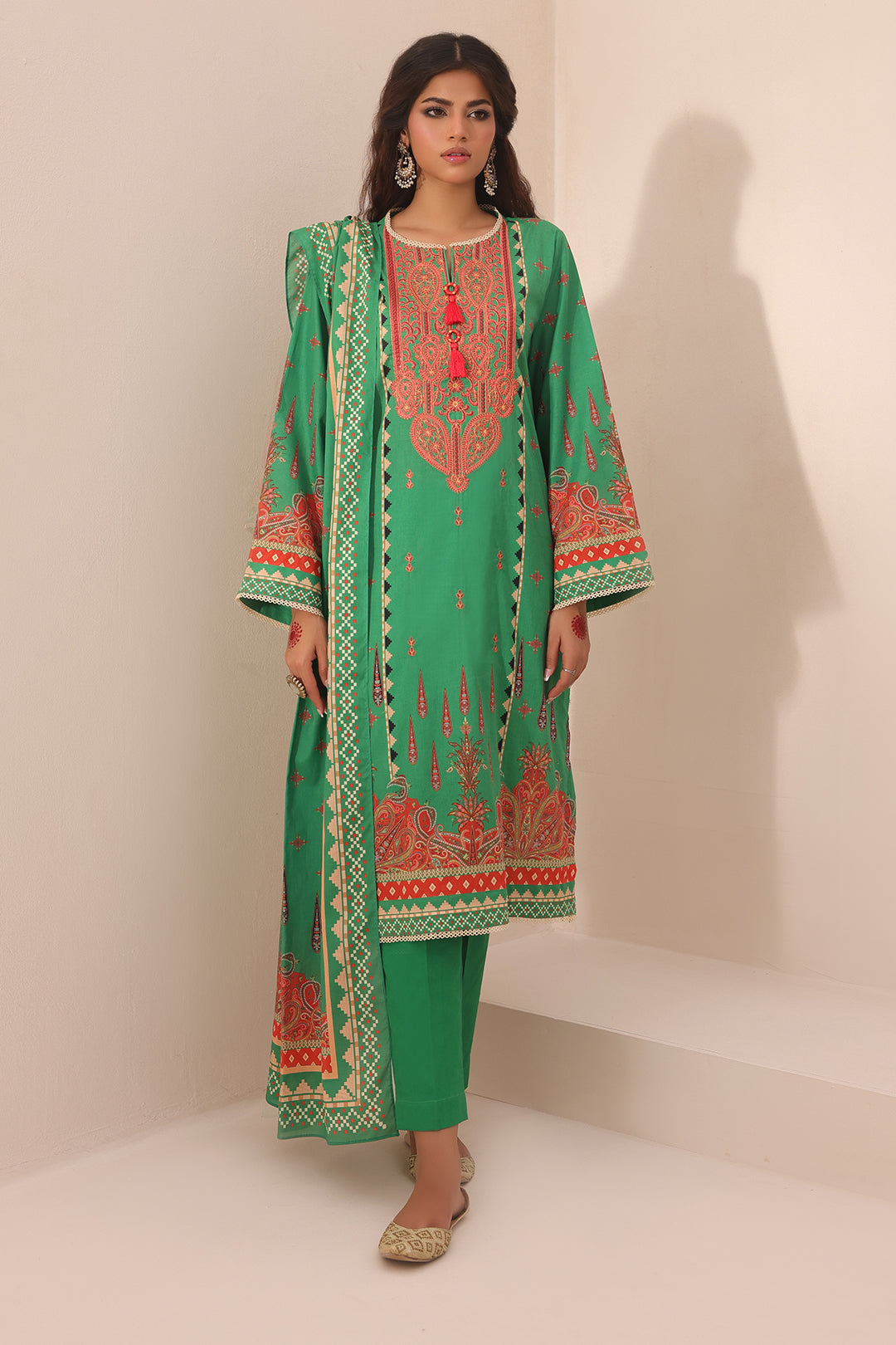 Zellbury | Unstitched 3 Piece Lawn | Embroidered Shirt Shalwar Dupatta - 1247 - House Of Zarish