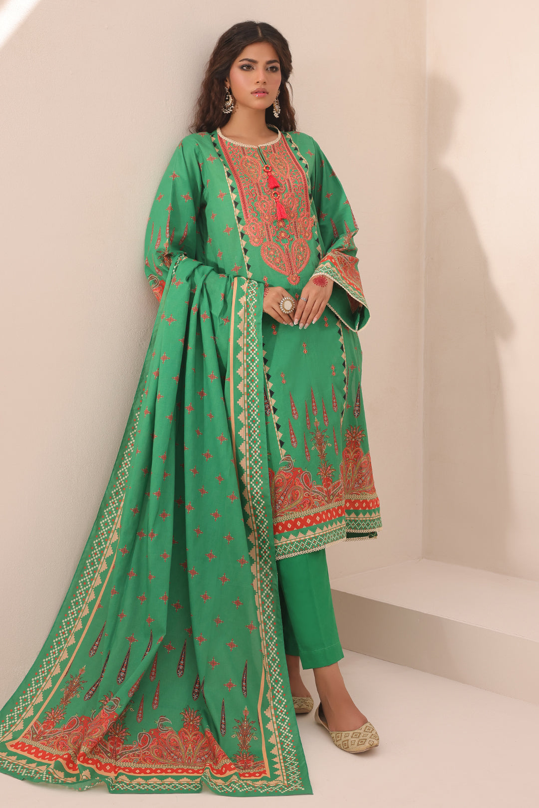 Zellbury | Unstitched 3 Piece Lawn | Embroidered Shirt Shalwar Dupatta - 1247 - House Of Zarish