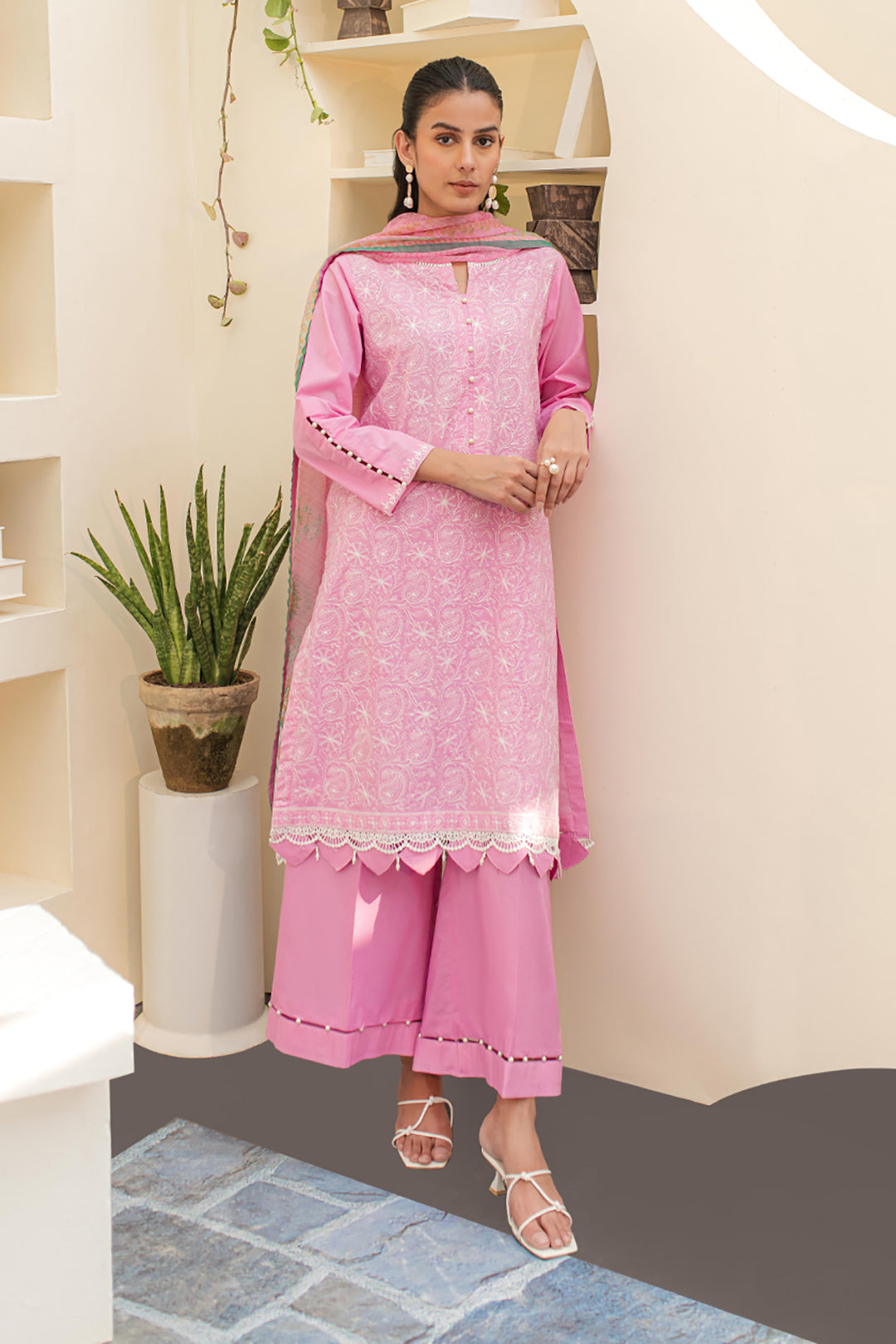 Zellbury | Unstitched 3 Piece Lawn | Embroidered Shirt Shalwar Dupatta - 1260 - House Of Zarish
