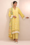Zellbury | Unstitched 3 Piece Lawn | Embroidered Shirt Shalwar Dupatta - 1261 - House Of Zarish