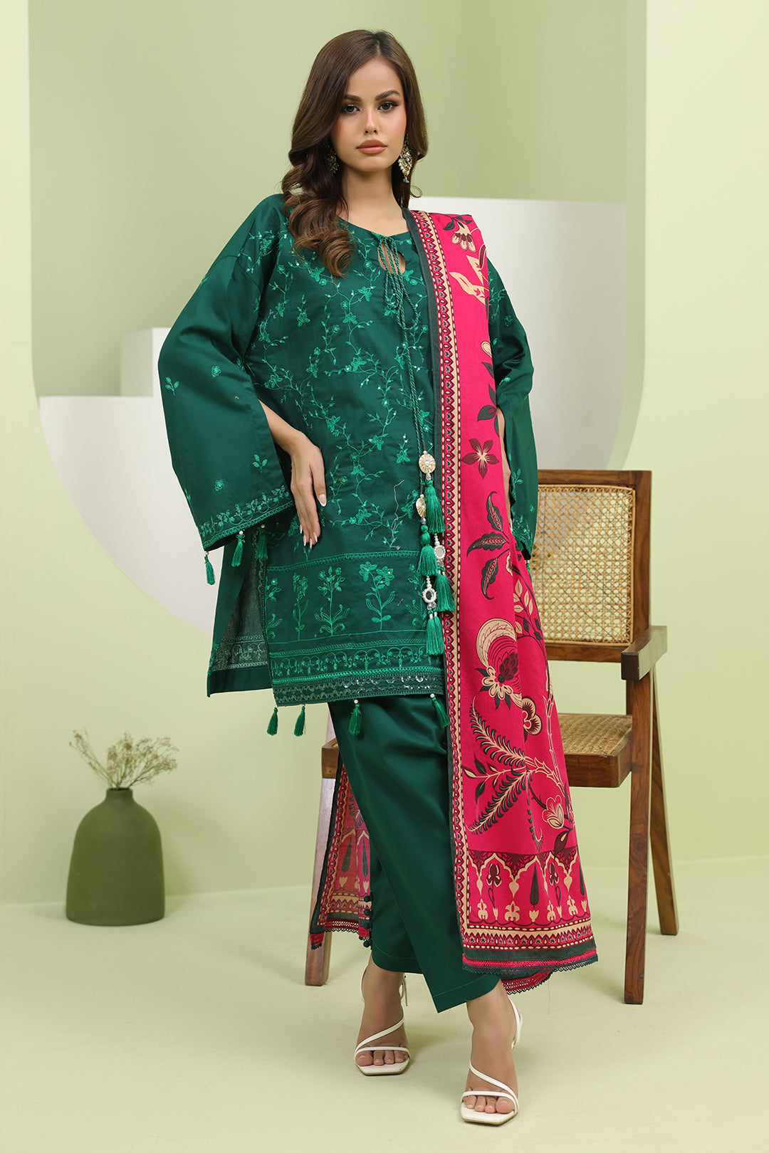 Zellbury | Unstitched 3 Piece Lawn | Embroidered Shirt Shalwar Dupatta - 1264 - House Of Zarish