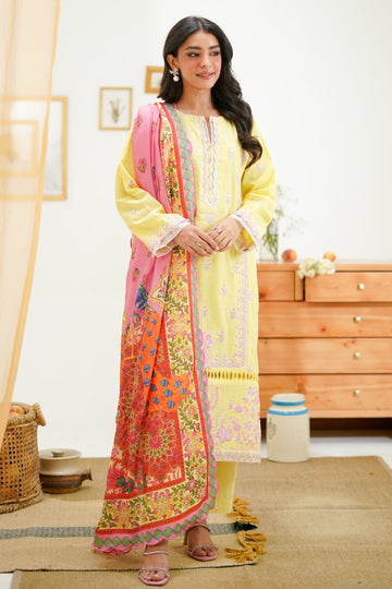 Zellbury | Unstitched 3 Piece Lawn | Embroidered Shirt Shalwar Dupatta - 1266 - House Of Zarish