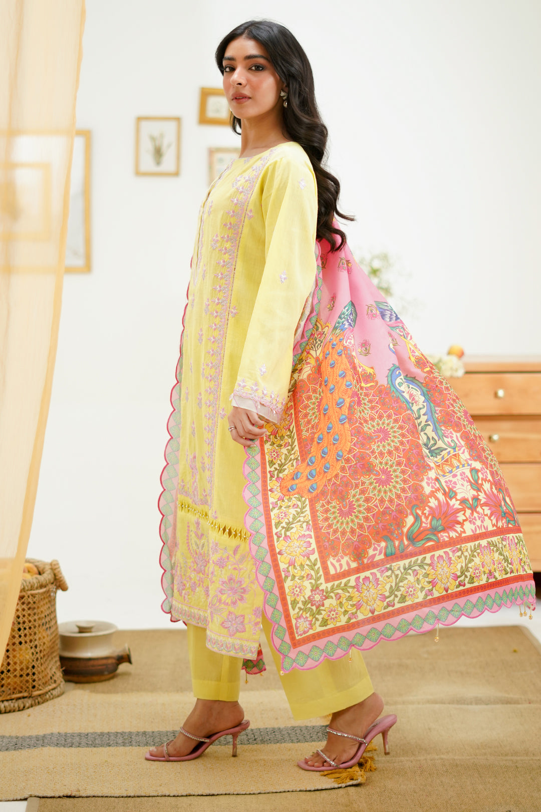 Zellbury | Unstitched 3 Piece Lawn | Embroidered Shirt Shalwar Dupatta - 1266 - House Of Zarish