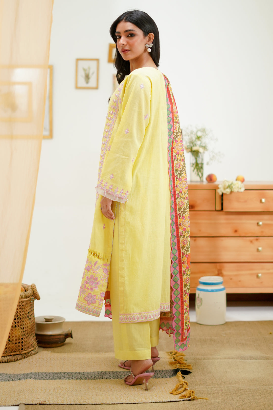 Zellbury | Unstitched 3 Piece Lawn | Embroidered Shirt Shalwar Dupatta - 1266 - House Of Zarish