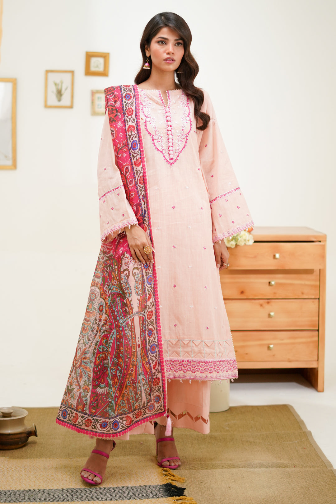 Zellbury | Unstitched 3 Piece Lawn | Embroidered Shirt Shalwar Dupatta - 1267 - House Of Zarish