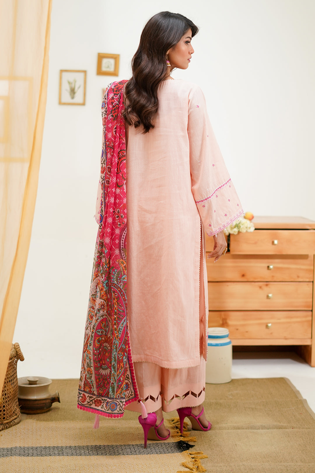 Zellbury | Unstitched 3 Piece Lawn | Embroidered Shirt Shalwar Dupatta - 1267 - House Of Zarish