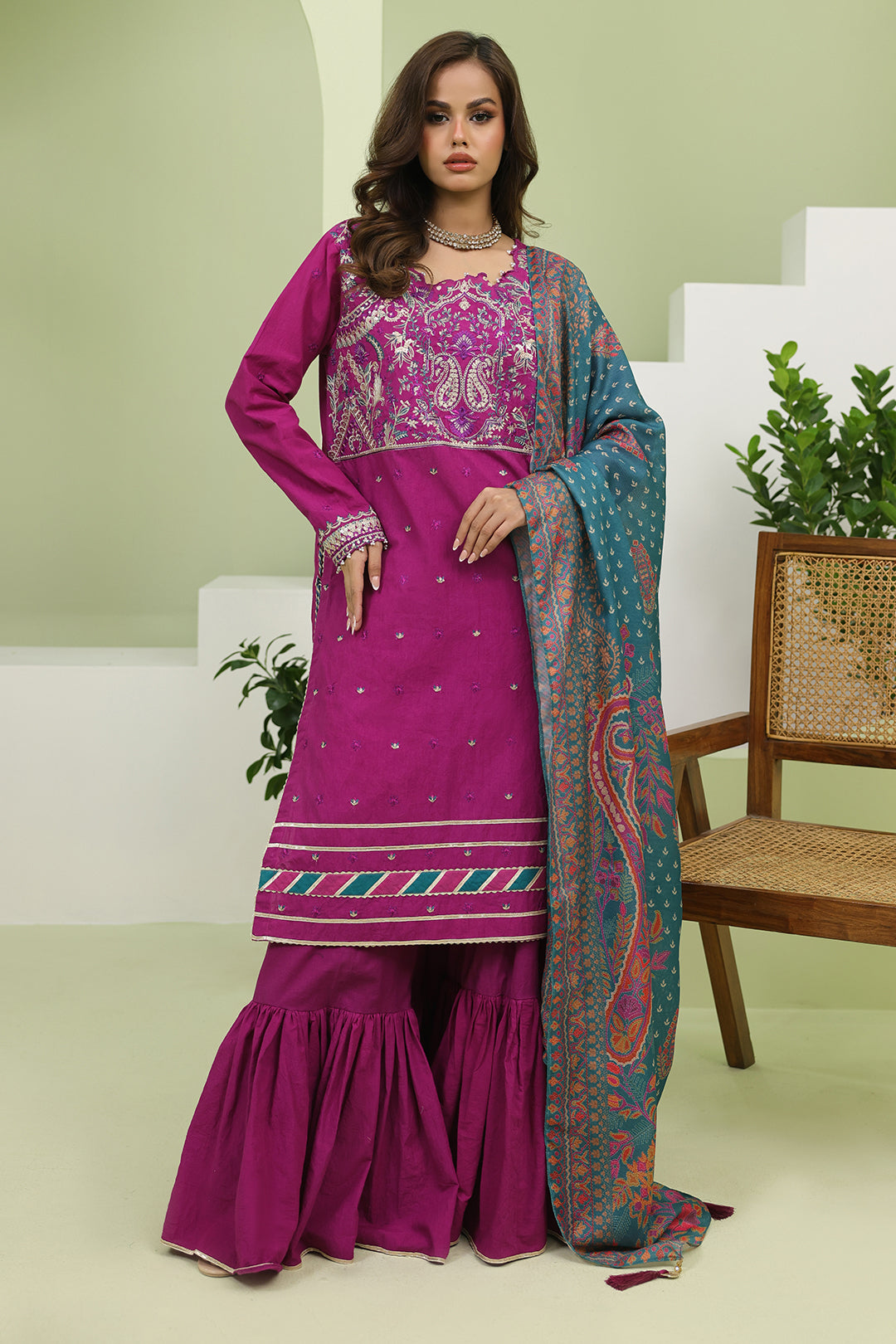 Zellbury | Unstitched 3 Piece Cambric | Embroidered Shirt Shalwar Dupatta - 1269 - House Of Zarish