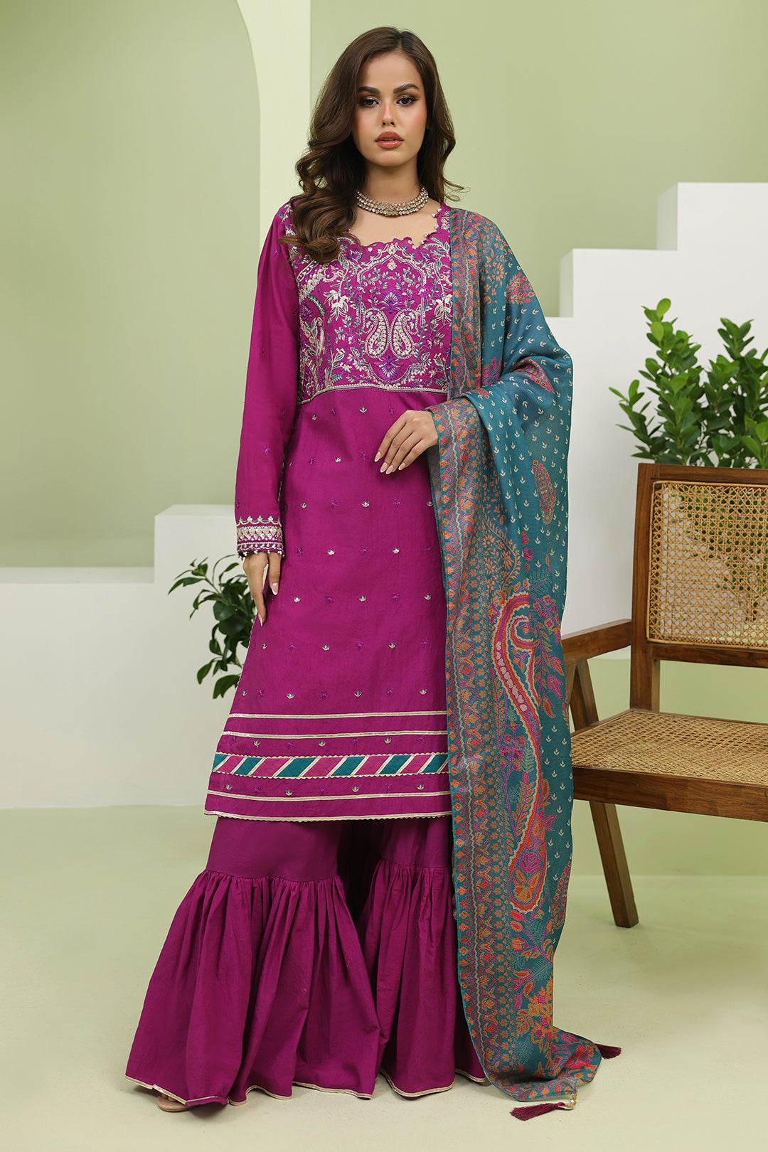 Zellbury | Unstitched 3 Piece Cambric | Embroidered Shirt Shalwar Dupatta - 1269 - House Of Zarish