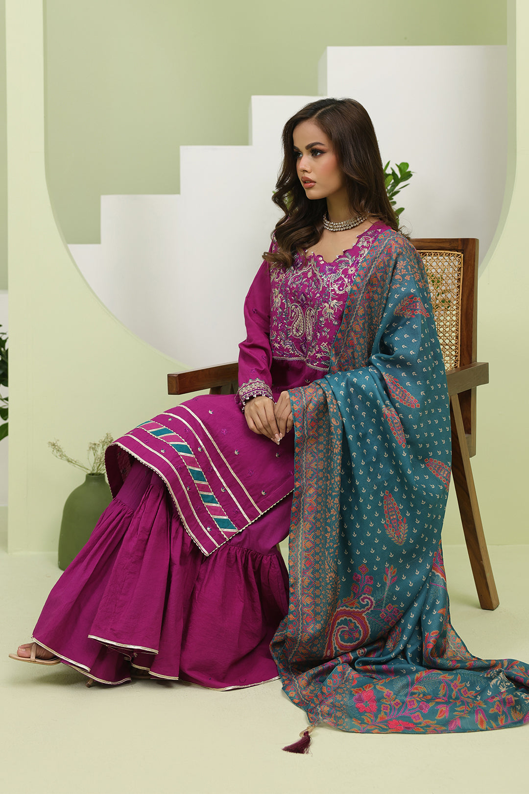 Zellbury | Unstitched 3 Piece Cambric | Embroidered Shirt Shalwar Dupatta - 1269 - Libasekhas