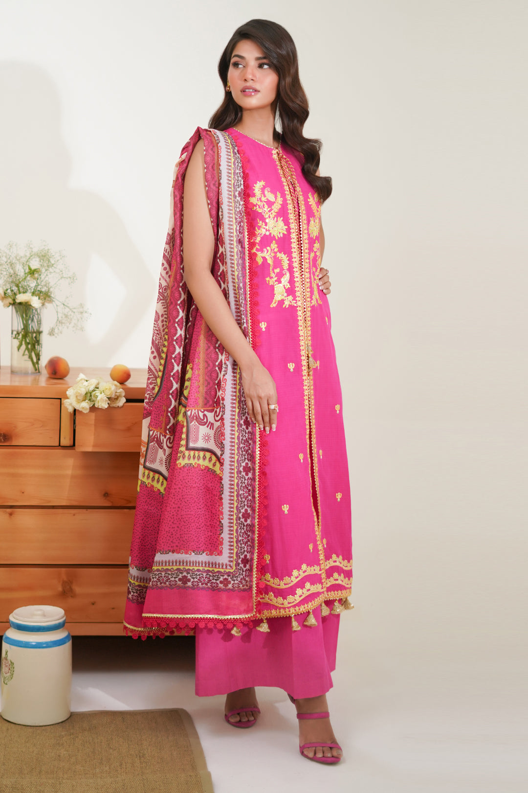 Zellbury | Unstitched 3 Piece Lawn | Embroidered Shirt Shalwar Dupatta - 1270 - House Of Zarish