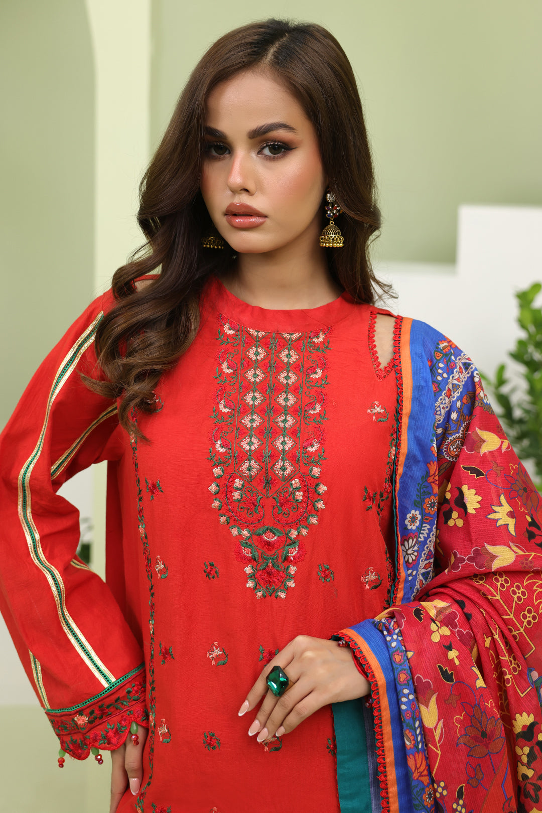 Zellbury | Unstitched 3 Piece Lawn | Embroidered Shirt Shalwar Dupatta - 1271 - House Of Zarish