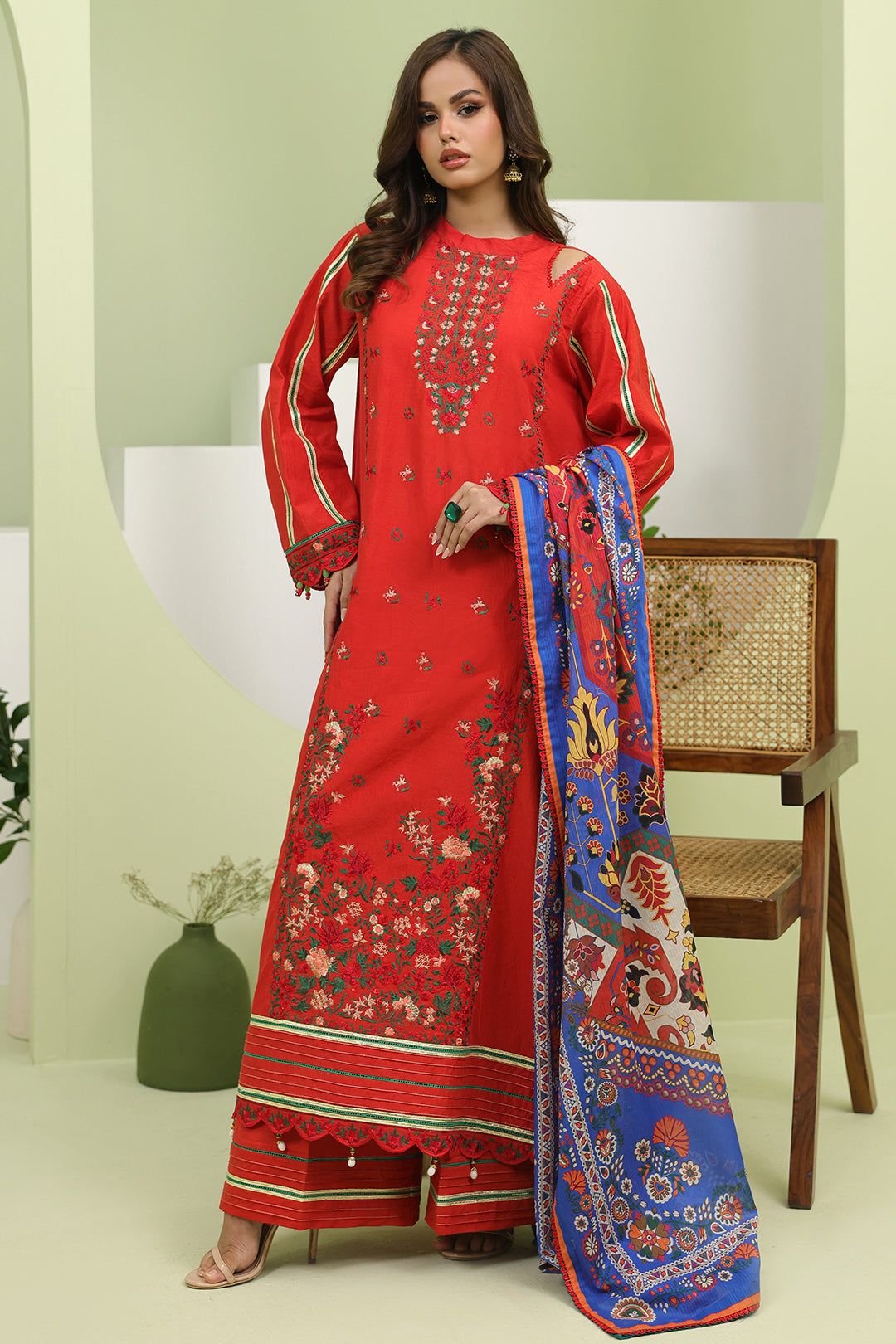 Zellbury | Unstitched 3 Piece Lawn | Embroidered Shirt Shalwar Dupatta - 1271 - House Of Zarish