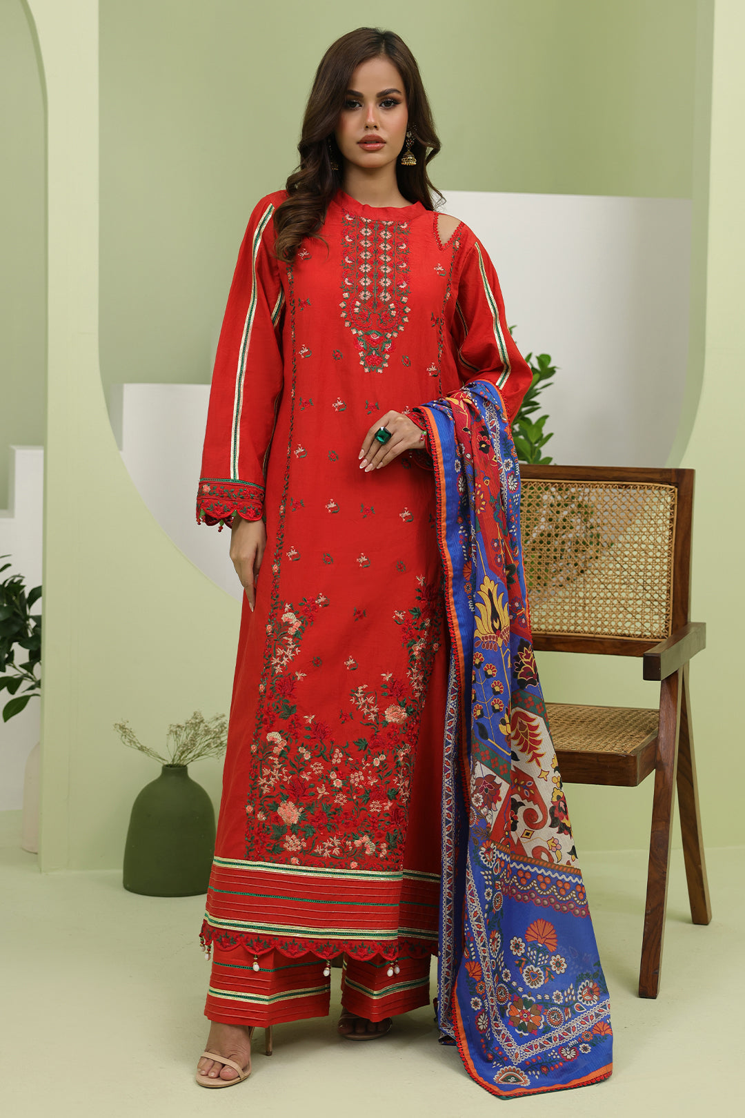 Zellbury | Unstitched 3 Piece Lawn | Embroidered Shirt Shalwar Dupatta - 1271 - House Of Zarish