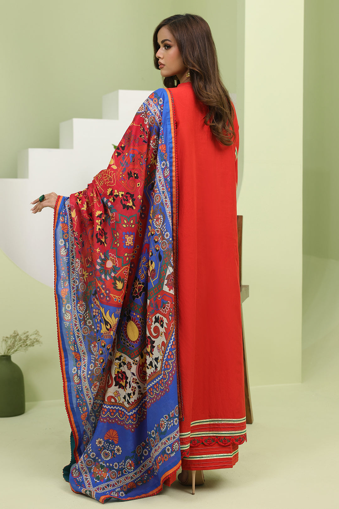 Zellbury | Unstitched 3 Piece Lawn | Embroidered Shirt Shalwar Dupatta - 1271 - House Of Zarish